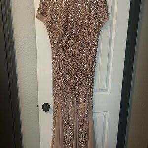 R&M Richards Rose Gold Sequin Dress